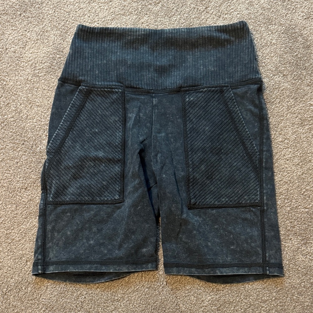 Aerie Dark Gray Ribbed Bike Shorts
